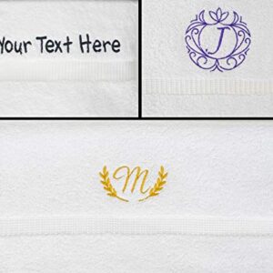 Home and Plan Personalized Towels with Text | 4-Piece Set, 2 Hand Towels (16x30), 2 Wash Cloths (13x13) | Premium Quality Decorative Turkish Cotton | Embroidered in The USA - Custom Text