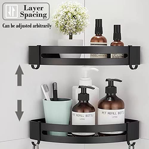 JOPOFI 2 Pack Corner Shelf Bathroom Shower Caddy Organizer for Kitchen Toilet, SUS304 Stainless Steel Bathroom Corner Shelves Shower Caddies - Matte Black