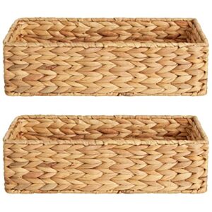 StorageWorks Toilet Basket Tank Topper, Toilet Paper Basket for Bathroom, Water Hyacinth Storage Basket for Toilet Tank Top, Bathroom Wicker Basket, 2 Pack