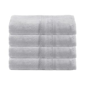 mosobam 700 gsm hotel luxury bamboo viscose-cotton, hand towels 16x30, set of 4, light grey, turkish hand towels, gray