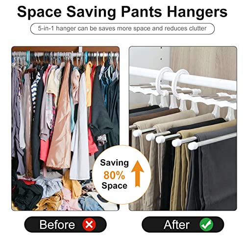 Andiker 2 Pack Pants Hangers, Multifunctional Stainless Steel Pants Rack, Folding Anti-Slip Space Saving Closet Storage Organizer Hangers for Clothes Scarf Jeans Trousers (Black)