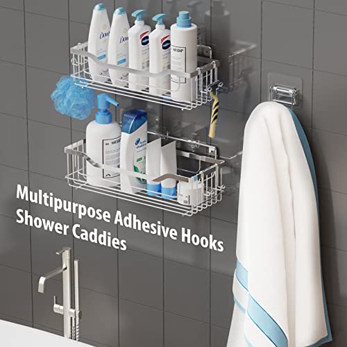 Temste Shower Caddy, Stainless Steel Bathroom Shower Organizer with Adhesive Hooks, Rustproof Shower Shelves for Inside Shower, Shower Storage for Bathroom, Shower Rack - 2 Pack