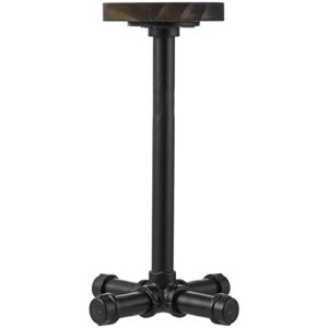 MyGift Industrial Tabletop Hat Rack, Rustic Burnt Solid Wood and Black Metal Pipe Cap and Wig Display Stand