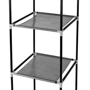 Karl home Portable Closet, Wardrobe Closet with 1 Hang Rod & 5 Storage Cube for Clothes Organizer, Side Storage & Dustproof Cover, 41.3" L x 18" W x 64" H, Black