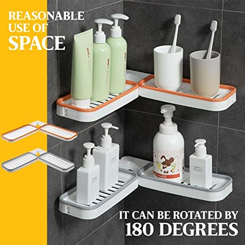 VENOAL Foldable Corner Shower Caddy,Wall Mounted Bath Shelf, No Drilling Self Adhesive Shower Organizer,Can be Rotated 180 Degrees,Suitable for Washstand or Shower Corner (Grey)