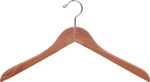 cedar wood top hanger, (box of 12) unfinished curved hangers with fresh cedar scent and chrome swivel hook for jacket coat & shirt by the great american hanger company