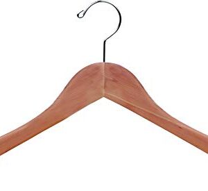 Cedar Wood Top Hanger, (Box of 12) Unfinished Curved Hangers with Fresh Cedar Scent and Chrome Swivel Hook for Jacket Coat & Shirt by The Great American Hanger Company