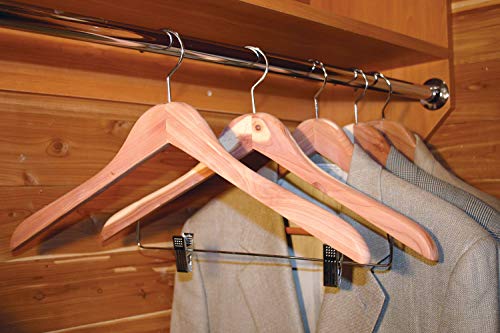 Cedar Wood Top Hanger, (Box of 12) Unfinished Curved Hangers with Fresh Cedar Scent and Chrome Swivel Hook for Jacket Coat & Shirt by The Great American Hanger Company