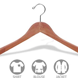 Cedar Wood Top Hanger, (Box of 12) Unfinished Curved Hangers with Fresh Cedar Scent and Chrome Swivel Hook for Jacket Coat & Shirt by The Great American Hanger Company