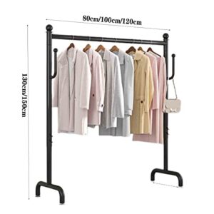 Black Industrial Metal Pipe Clothing Rack,Garment Rack for Retail Display Hanging Clothes,Hallway Entryway Free Standing, Modern Simple Heavy Duty Coat Shelf(Size:120x150cm)