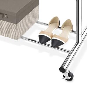 Whitmor Heavy-Duty 2-Rod Extendable Clothing Garment Rack, Chrome