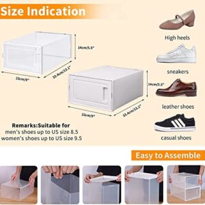 WAYTRIM Clear Plastic Stackable Storage Shoe Box, 15 Pack Foldable Shoe Box Storage Sneaker Containers Storage Bins Shoe Storage Organizer Drawer Fit to Men US Size 9