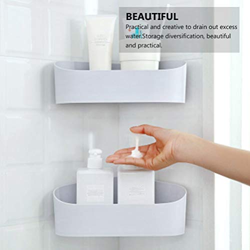 Beavorty Corner Shelves 2 Pcs Corner Caddy Wall Mounted Bathroom Shelf Shampoo Holder Rack No Drilling Storage Organizer for Bathroom Dorm Toilet Kitchen Storage Shelves