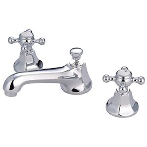 kingston brass ks4461bx metropolitan widespread lavatory faucet with metal cross handle, polished chrome