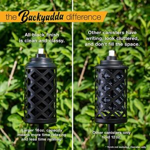 Backyadda Torch Replacement Canisters (16 oz). Compatible with Tiki Brands (Bamboo and Most Metal Styles). Easy Fill Opening. 4-Pack (Standard Metal)