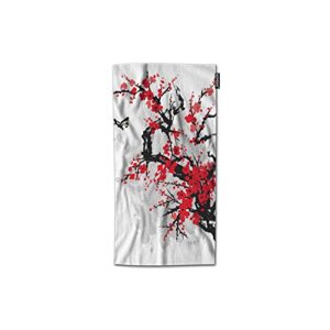 aoyego floral hand towel branch foliage butterfly cherry japanese blossom ink china culture classic bath hand towels lightweight decorative 30x15 inch soft polyester-microfiber for kitchen