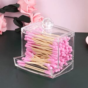 MOSIKER Qtip Dispenser Cotton Swab Holder with Lid,Acrylic Clear Small Bathroom Organizer for Makeup Pads and Toothpick