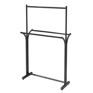 double layer clothing store display, metal clothing rack portable clothing hanging garment rack with double hanging rod for bedroom, hall, clothes store and boutique xjjun ( color : black , size : 150