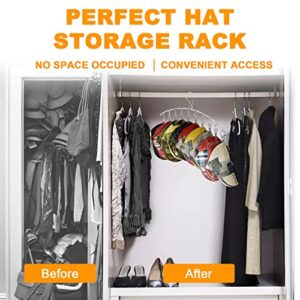 M MOACC Hat Racks for Baseball Caps Hangers Set of 2 Hat Rack with 10 Stainless Steel Clips Hat Hanger Holder Cap Organizer for Closet Room Storage Display, Fits All Caps, Silver