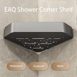 EAQ 2 Pack Corner Shower Shelves, Shower Organizer with 4 Removable Hooks and Towel bar,Adhesive No Drilling Wall Mounted Or Organizer Basket for Washroom/Toilet/Dorm/Kitchen, Matte Black