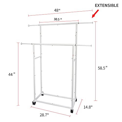 Fishat Double Rod Heavy Duty Clothing Garment Rack