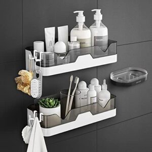 weshyigo 2-pack shower caddy, separable shower organizer with soap dish and hooks, no drilling double layer shower shelf, used for bathroom and kitchen