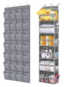 misslo 6 shelves over the door hanging organizer + 28 large pockets hanging shoe rack grey