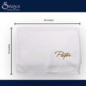 Swanson Christian Products Embroidered Hand Towels - 'Pastor' - Gifts for Pastor, Clergy, & Ministers - Pastor Towel - White w/Gold Lettering