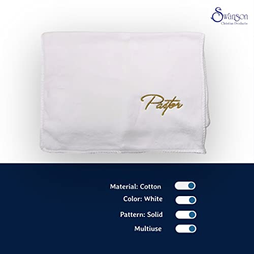 Swanson Christian Products Embroidered Hand Towels - 'Pastor' - Gifts for Pastor, Clergy, & Ministers - Pastor Towel - White w/Gold Lettering