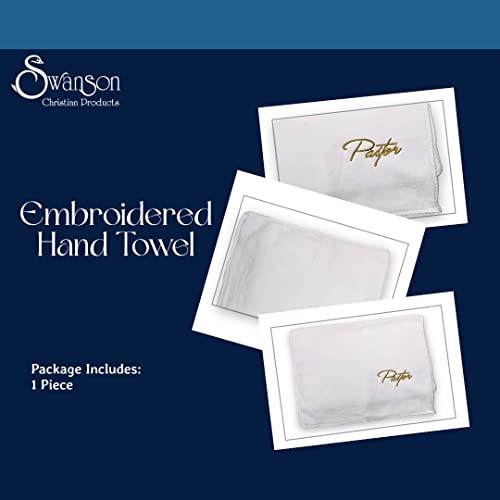 Swanson Christian Products Embroidered Hand Towels - 'Pastor' - Gifts for Pastor, Clergy, & Ministers - Pastor Towel - White w/Gold Lettering