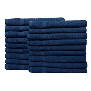 EOM Set of 12 Luxury Hand Towels - Ultra Soft Towels for Bathroom, Salon, Gym, Hotel, or Kitchen - Bleach Safe and 100% Cotton Bath Towels - Super Absorbent Bathroom Towels - 16" x 28" (Dark Blue)