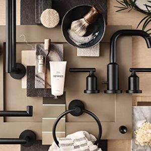 Moen Gibson Matte Black Two-Handle Widespread High Arc Modern Bathroom Sink Faucet, Modern Bathroom Faucet for Three Hole Bath Sinks (Valve Required), T6142BL