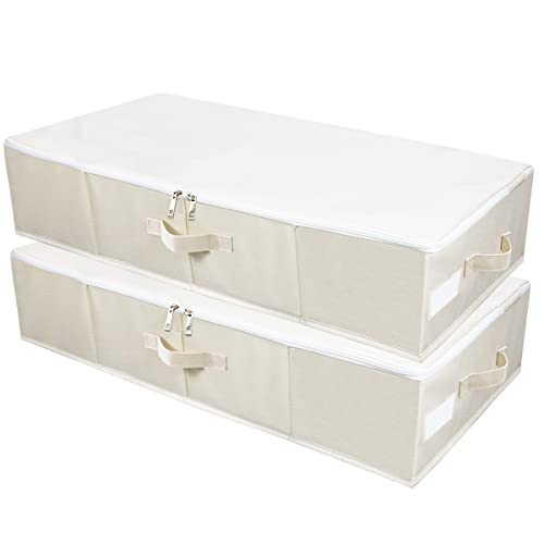 BLKDOTS Underbed Storage Organizer Bins, AWC-BBCDH (Beige-2pcs)