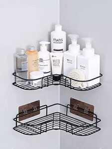 corner shower caddy 2-pack, bathroom shelf with 4 pack powerful adhesive hooks, 2-in-1 organizer storage for toilet, kitchen, and dorm.