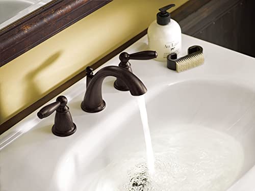 Moen Brantford Oil-Rubbed Bronze Two-Handle Widespread Bathroom Faucet Trim Kit Bathroom Faucets for Sink 3-hole Deck Mounted Setup, (Valve Required), T6620ORB