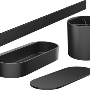 Hansgrohe 27968670 WallStoris Accessory Without Drilling, 4 Pieces, Wall Bar, Storage Basket, Lid, Toothbrush Beaker, Matte Black Bathroom Set