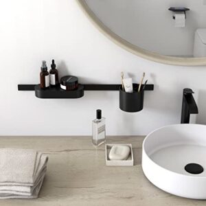 Hansgrohe 27968670 WallStoris Accessory Without Drilling, 4 Pieces, Wall Bar, Storage Basket, Lid, Toothbrush Beaker, Matte Black Bathroom Set