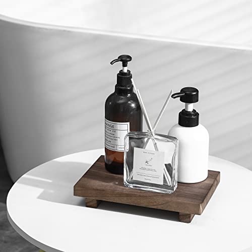 Small Bathroom Counter Organizer Wooden Decorative Trays Rectangular Cosmetic Holder for Kitchen, Soap, Lotion Bottle, Plant, Cosmetic, Nut - Brown