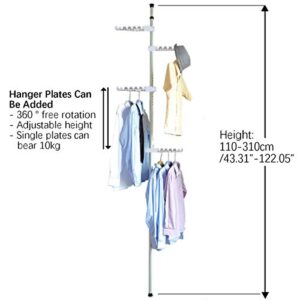 HagieNu 4-Tier Standing Clothes Laundry Drying Rack Grament Coat Hanger Organizer Floor to Ceiling Adjustable Corner Tension Pole Spce Saver- Ivory