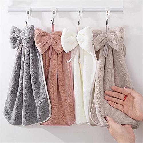 MNTT Wipe Dishcloths,Cute Soft Hanging Absorbent Bowknot Quick Drying Hand Towel Bathroom Accessories Kitchen Tools(5pcs Set)