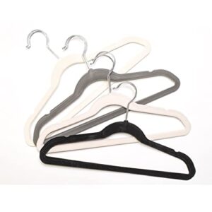 clothes hangers - children's hangers - gray colour model - 10 unit pack - 7.9 x 13.8 in dimensions - non-slip - velvet hangers - awenn accessories