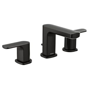 moen rizon matte black two-handle widespread bathroom faucet, valve sold separately, t6920bl