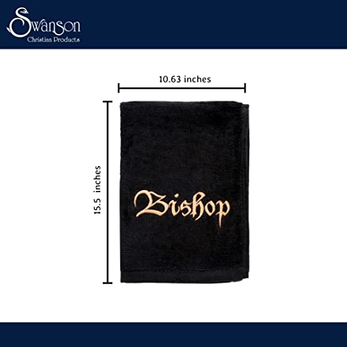 Embroidered Hand Towels - 'Bishop' - Gifts For Pastor, Clergy, & Ministers - Pastor Towel - Cotton Towel - Black With Gold Lettering