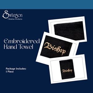 Embroidered Hand Towels - 'Bishop' - Gifts For Pastor, Clergy, & Ministers - Pastor Towel - Cotton Towel - Black With Gold Lettering