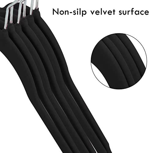 ATZJOY Velvet Shirt Hangers 30 Pack Non Slip Clothes Hangers Ultra Slim Space Saving Clothing Hangers for Coats, Suit, Shirt, Pants & Dress Clothes(Black)