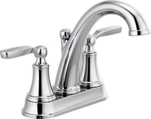 delta faucet woodhurst 2-handle centerset bathroom with metal drain assembly, chrome (2532lf-mpu)