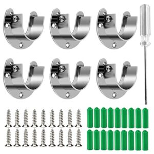 uspacific 6 packs closet pole sockets, stainless steel closet rod end supports with screws,screwdriver for easy installation&quick removal