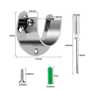 Uspacific 6 Packs Closet Pole Sockets, Stainless Steel Closet Rod End Supports with Screws,Screwdriver for Easy Installation&Quick Removal