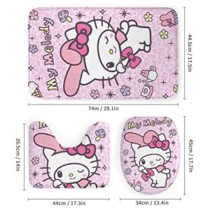 fmsnupz 4PCS Anime Shower Curtain Set, Cute Bathroom Decor with Non-Slip Rugs, Toilet Lid Cover and Bath Mat, Waterproof Fabric Shower Curtains with 12 Hooks, 70.8"x70.8"