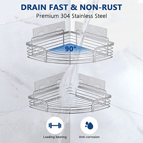 WEYEEN 2 Pack Shower Caddy Corner Bathroom Shelf,Adhesive Shower Organizer Shelf No Drilling Storage Organizer Racks Wall Mounted for Bathroom, Toilet, Kitchen and Dorm